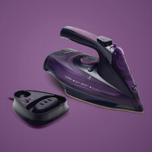 (Purple) Rechargeable Cordless Iron 2400 Watt Anti-Drip Non-Stick Soleplate Iron