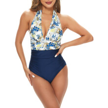 Bañador de una pieza adelgazante negro floral 2XL — bañador mujer, monokini push up, bañador talla grande