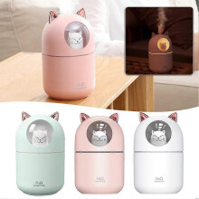 (Cute Cat Green) Portable USB Mini Airs Humidifier Quiet Low Noise for Bedroom Living Room