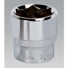 Sealey SP3822 WallDrive Socket 22mm 3/8"Sq Drive Fully Polished