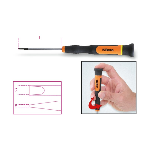 Beta Tools 1257LP Precision/Micro-Screwdriver Flat/Slotted 0.6 x 3.5mm 012570035