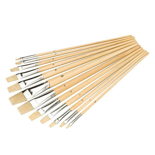 Silverline Silverline Artists Paint Brush Set 12pce Flat Tips 633927