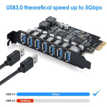 USB 3.2 Gen1 5 Gbit/S USB 3.0 PCI Express PCI E auf 7-Port USB 3 Hub Erweiterungsadapter für PC-Desktop