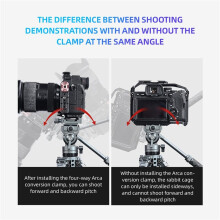 4-Way Arca Clamp Quick Release AKKA Camera Mount QR for DSLR Camera Cage Tripod Slider Gimbal BallHead Monopod Black