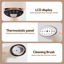 Clothes Portable Handheld Garment Steamer with Removable Water Tank and Fabric Brush Steamer (Champagne) EU Plug