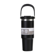30 Oz Vacuüm Geïsoleerde Fles met Handvat en Klaprietje Dubbelwandige Roestvrijstalen Koffiekop Reismok Lekvrij, A
