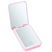 Compact Vanity Folding Cosmetic Mirror with Lights Hand Held Small Pocket Travel Makeup Mirror 2X Magnifying