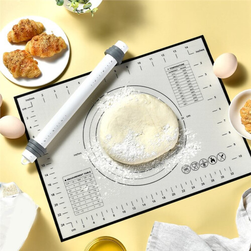 Silicone Baking Mat, Non-Slip Pastry Mat with Rolling Out Dough, Making Pie Fondant, with Measuring Function Black 1