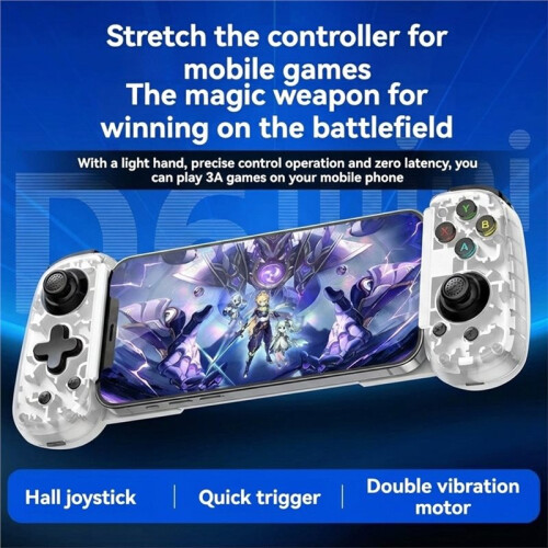 D6  Stretch Gamepad for Android Cell Phone PC Tablet Hall Effect Joystick Foldable Type-C Port 1