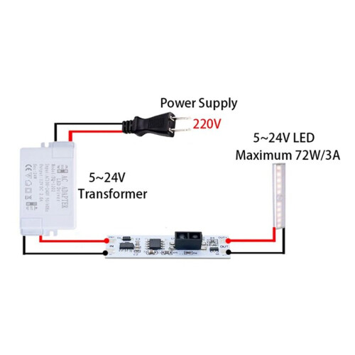 DC5V-24V 3A Hand Sweep  Module LED Dimming Control Lamps Active Components Short Distance Scan Sweep Hand Sensor 2