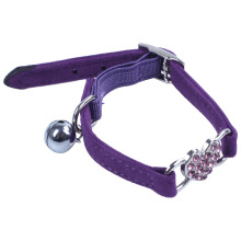 Heart charm and bell cat collar safety elastic adjustable with soft velvet material collar pet product small S