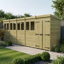 20 x 4 Pent Shed Tanalised (Double Door, With Windows)