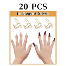 20PCS Nail Rings, Adjustable Nail Rings Reusable Detachable Women Gift Ring Set with Adhesive Nail Tabs Gold