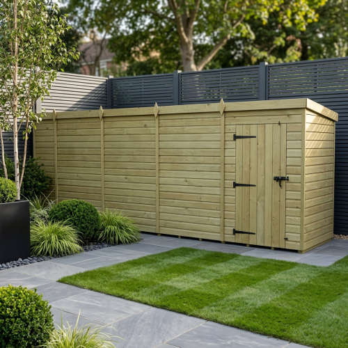 20 x 4 Pent Shed Tanalised (Single Door, No Windows)