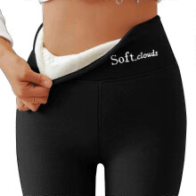 (M, black) Casual Warm Winter Solid Pants with Soft Clouds Fleece for Women in Their 20s