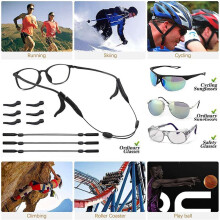 Glasses Strap Adjustable Eyewear Retainer 6Pcs Universal Fit Sports Sunglasses Retainer + 12Pcs Glasses Ear Grip