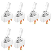 Interrupteur à Bascule Robuste 50 A 12 V, 2 Broches SPST Marche/Arrêt, Chromé, Lot de 6 pour L'Automobile