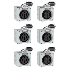 6X 50Amp Power Outlet Box,125/250Volt NEMA 14-50R Receptacle Outdoor Dustproof and for Electric Vehicles