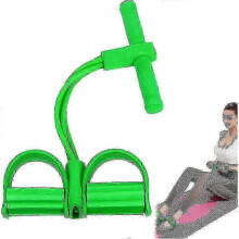 (Green) Multifunctional Resistance Training Equipment: 4-Tube Pedal Resistance Band, Sit-Up Pull Rope, Tension Rope for Legs Exercise