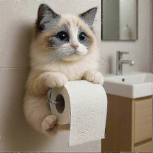 (B) Funny 3D Cat Paper Holder - Wall Mount Toilet Paper Storage for Bathroom, Decorative Cat Theme Paper Towel Holder