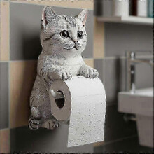 (D) Funny 3D Cat Paper Holder - Wall Mount Toilet Paper Storage for Bathroom, Decorative Cat Theme Paper Towel Holder