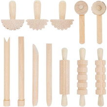 12 Sztuk NarzęDzia do Gliny i Ciasta Akcesoria do Zabawy Zawiera Rolki MłOtek Party Pack Drewno NarzęDzia Garncarskie Znaczki do Gliny Art
