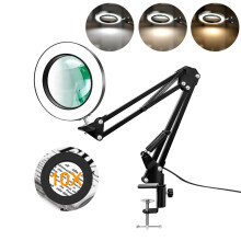 10X Magnifier Desk Lamp, 2-in-1 LED Magnifying Glass with Light , Hands-Free Lighted Magnifier with 3 Color Modes