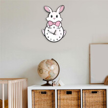 Kids Wall Clock Battery Operated,Silent Non Ticking Cat Wall Clock,Analog Cute Wall Clock for Girls Rabbit Lovers