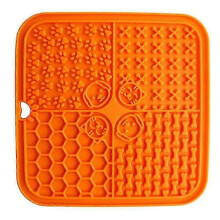 (Orange A) Dog Slow Feed Mats with Suction Cup Silicone Dog Food Sucker for Training - Alternative Feeder for Seconds