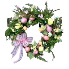 (E) Artificial Easter Wreath with Easter Eggs & Colorful Berries for Decoration