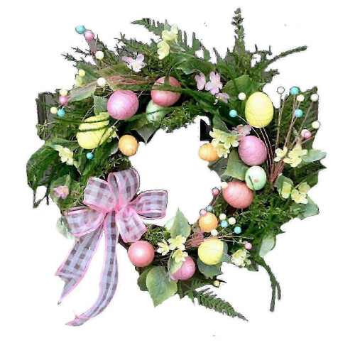 (E) Artificial Easter Wreath with Easter Eggs & Colorful Berries for Decoration
