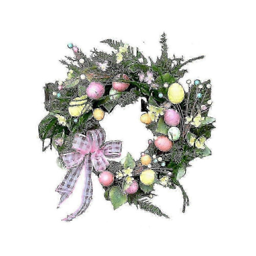 (E) Artificial Easter Wreath with Easter Eggs & Colorful Berries for Decoration 2