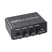 4 Way RCA Stereo Audio  1 in 4 Out L/R Jack Sound Channel RCA Audio Switcher Selector Splitter