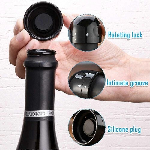 3 Pack Champagne Stopper, Reusable Silicone Sealed Wine Bottle Stopper 2