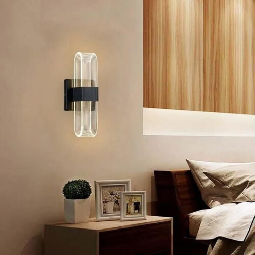 LED wall light - Oval model - 12W - Adjustable brightness 2700–6500K - Black aluminum 2