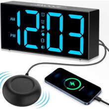 Sveglia digitale con vibrazione, luce LED da 7 pollici, sveglia vibrante per non udenti e ipoacusici, funzione snooze, alimentazione US