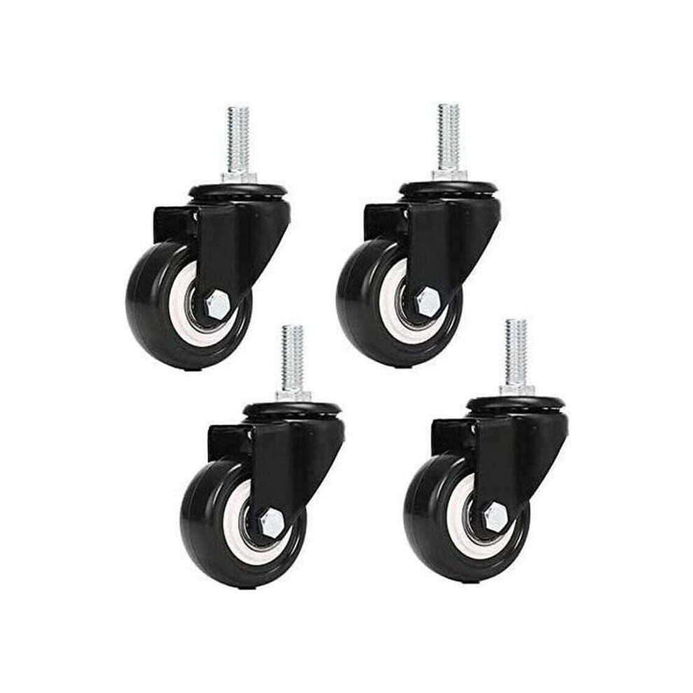 Swivel Casters Without Brakes - M8x25 Mm - Load Capacity 240 Kg (60 Kg/Unit) - Pu/Tpe Wheels - Black 6485316108949