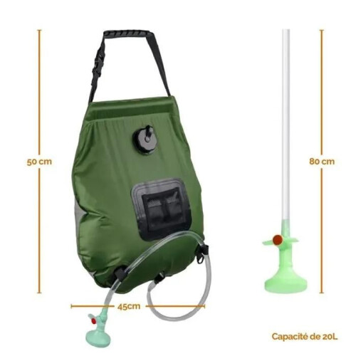 20-Liter-Solarduschtasche für Camping oder Garten – Khakigrün – Linxor 1