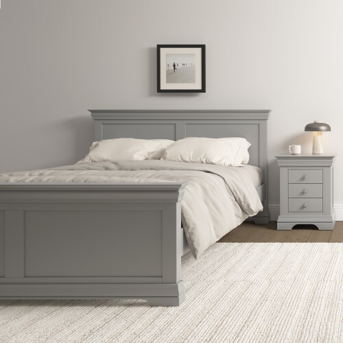 Seconique Bordeaux 4'6" High End Bed - Pebble Grey