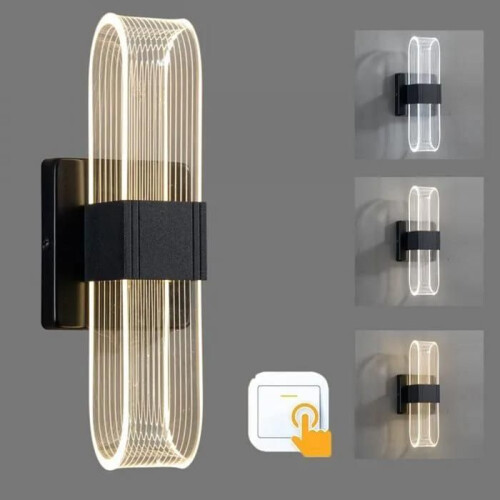 LED wall light - Oval model - 12W - Adjustable brightness 2700–6500K - Black aluminum