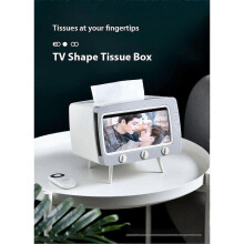 (White) Desktop Paper Holder with Mobile Phone Stand TV Tissue Storage Case Creative Multifunctional for Living Room Night Stand