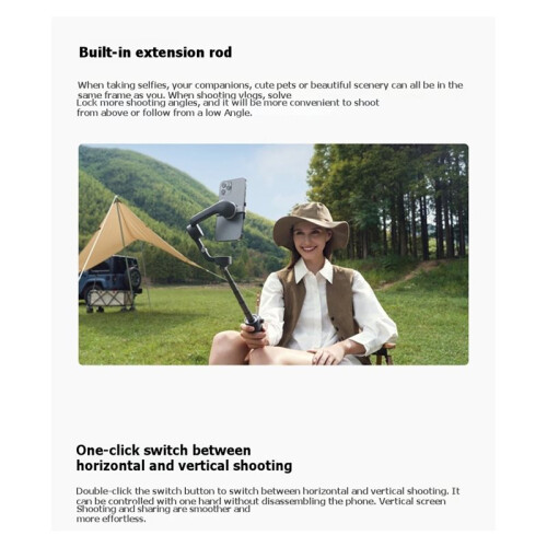 For  Osmo Mobile 6 Smartphone Gimbal Stabilizer 3-Axis Phone Gimbal with AI Tracking Foldable Design A 1