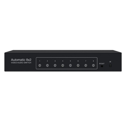 8x2 PORT AV  with Remote Controller RCA Video Audio Selector 8 in 2 Out Sharing Manual Switcher Box EU PLUG