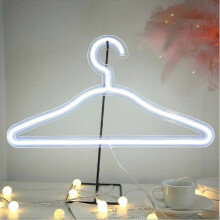 (white) Led Clothes Hanger Neon Night Home Bedroom Decorative Coat Hanger Glowing Coat Rack Bar Pub Party