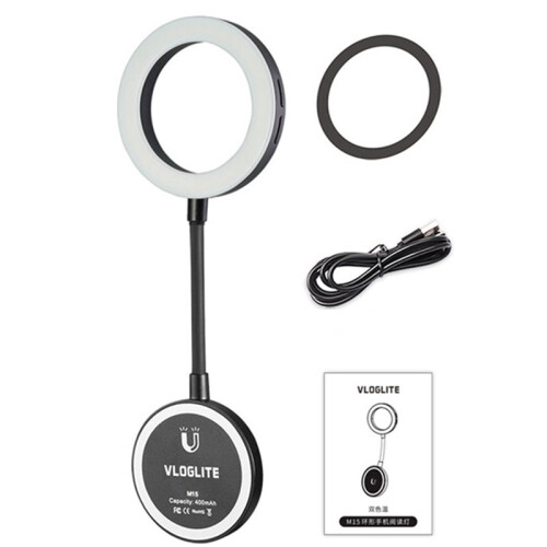 VLOGLITE Fill Light for  LED Phone Light Attachment Selfie Ring Light Brightness Adjustable for Smartphone Vlogs