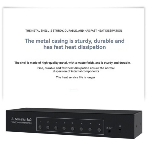 8x2 PORT AV  with Remote Controller RCA Video Audio Selector 8 in 2 Out Sharing Manual Switcher Box EU PLUG 2