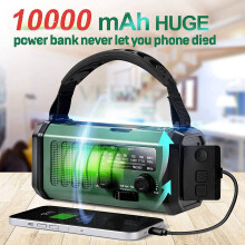 Solar Power Emergency Hand Crank Radio AM FM NOAA Weather Radio, SOS, 3 Modes LED Torch,Reading Lamp
