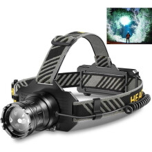 Lampe frontale - 100 000 lumens - Zoom variable à 6 modes - Étanchéité IPX7 - Batterie 5 600 mAh
