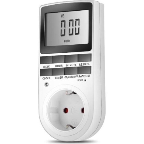 Programmable Digital Plug with Daily Timer, LCD Screen, and Random Mode