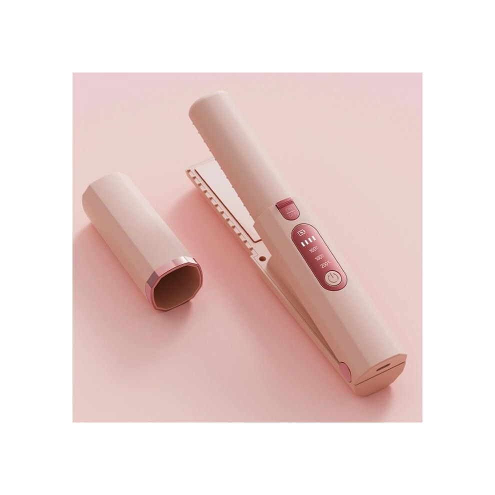 Mini Portable 2-in-1 Cordless Hair Straightener & Ionic Hair Curler with Rechargeable LCD Display